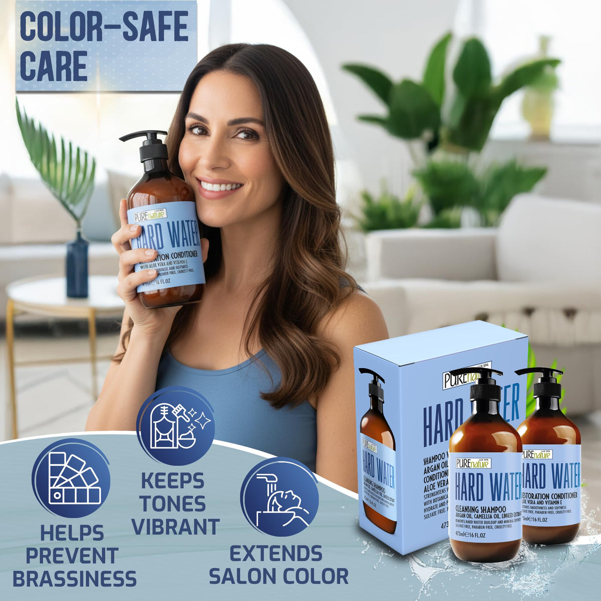 PURE NATURE LUX SPA in use rinsing swimmer’s hair to remove chlorine