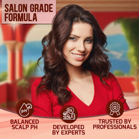 PURE NATURE LUX SPA applied to towel-dried hair demonstrating easy at-home treatment