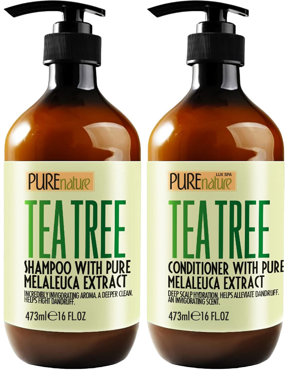 PURE NATURE LUX SPA front packaging showing both bottles and benefits