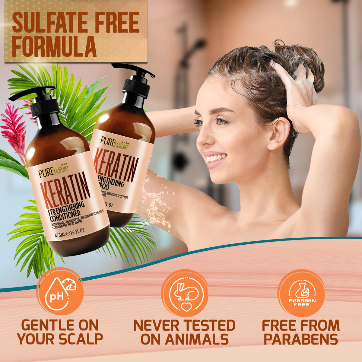 PURE NATURE LUX SPA shampoo texture demonstrating gentle lathering