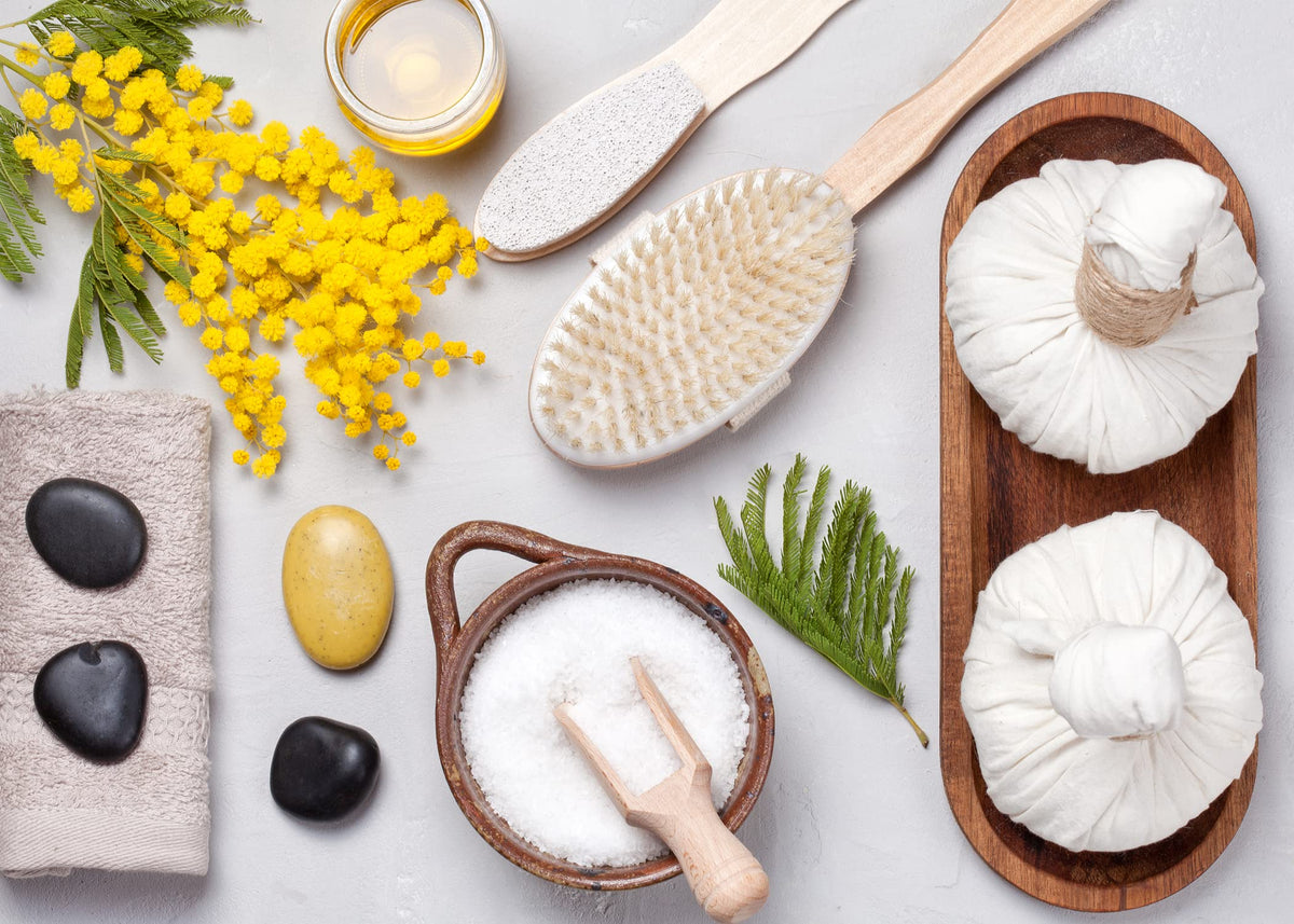 Pure Original Ingredients Epsom salt dissolved in bathtub setup, showing simple home soak preparation benefit
