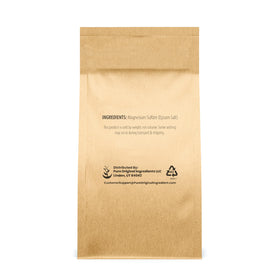 Close-up of Pure Original Ingredients Epsom salt crystals texture, illustrating coarse grain and purity