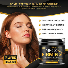 PURE RESEARCH applying cream to neck and jawline for lifting support