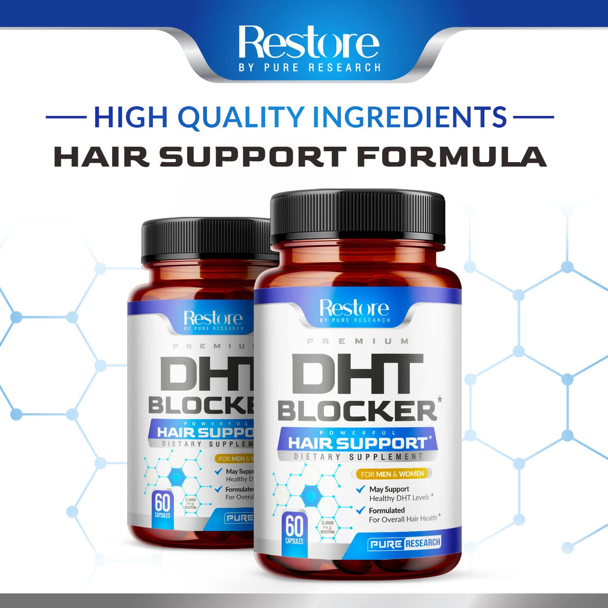 PURE RESEARCH open bottle revealing capsules and quantity clarity