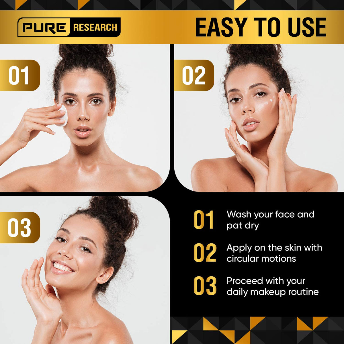 PURE RESEARCH cream being dispensed, demonstrates easy application and smooth finish