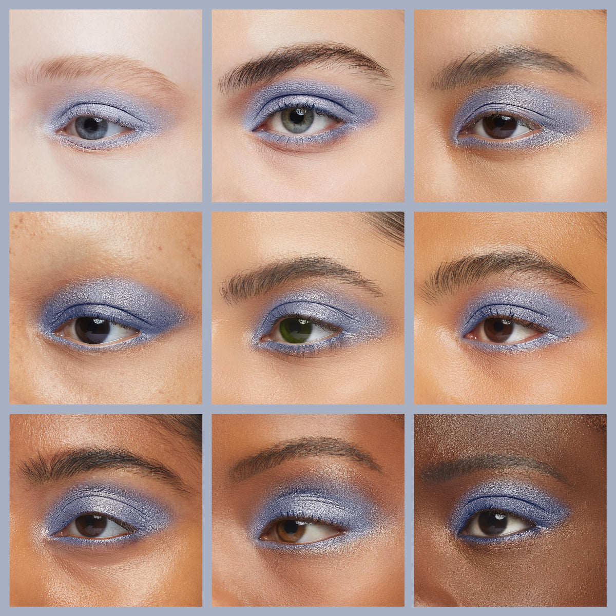 Pure Ziva eyeshadow applied on lid demonstrating luminous cool-toned glow