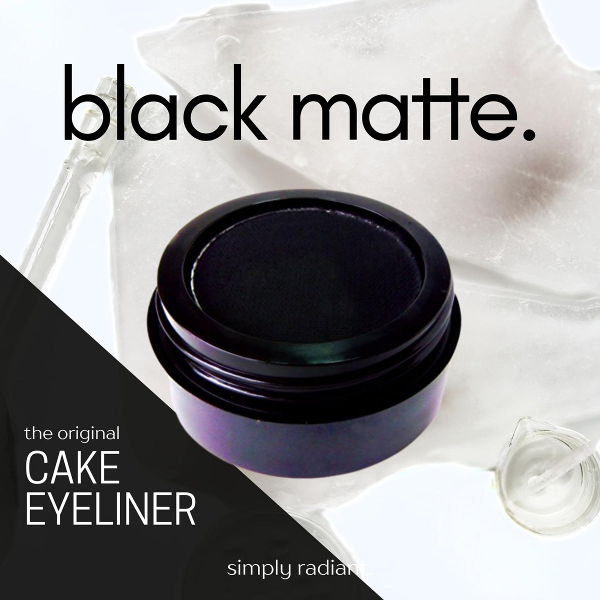 Pure Ziva in use with brush applying water‑activated liner for sharp definition