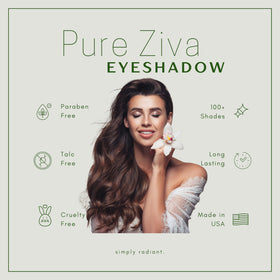 Pure Ziva applied on eyelid demonstrating soft pink wash and natural enhancement