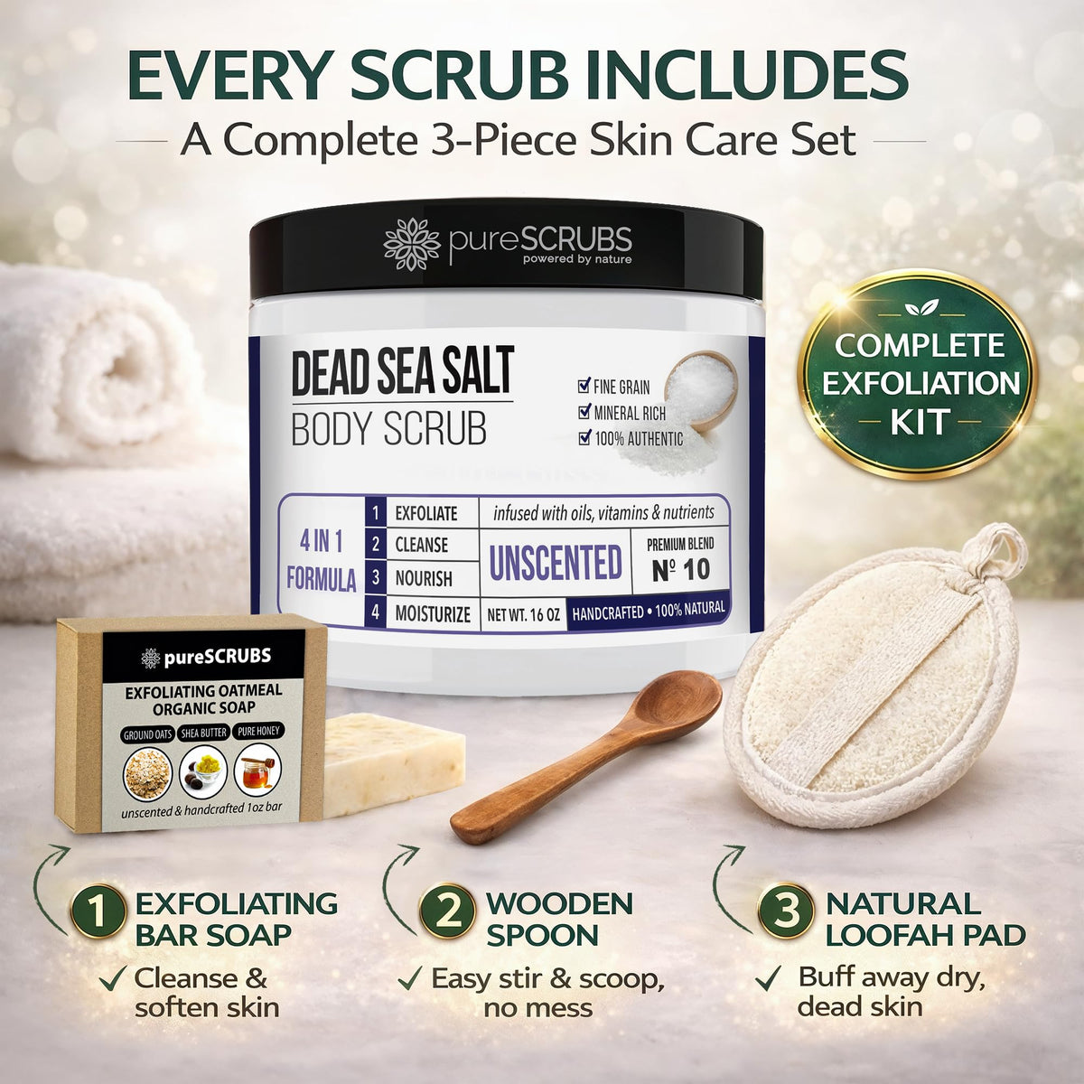 pureSCRUBS oatmeal exfoliating bar soap closeup soothing benefits