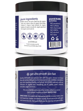 pureSCRUBS 16oz jar beside common items to show true size
