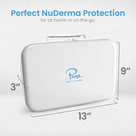 Pure Daily Care case placed inside suitcase showing compact travel readiness