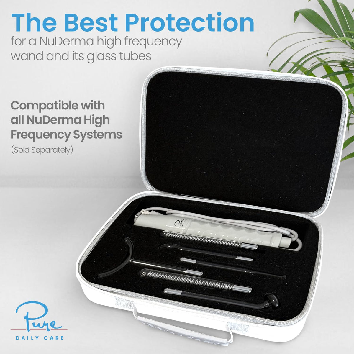 Pure Daily Care interior padded compartments protecting NuDerma wands from impact