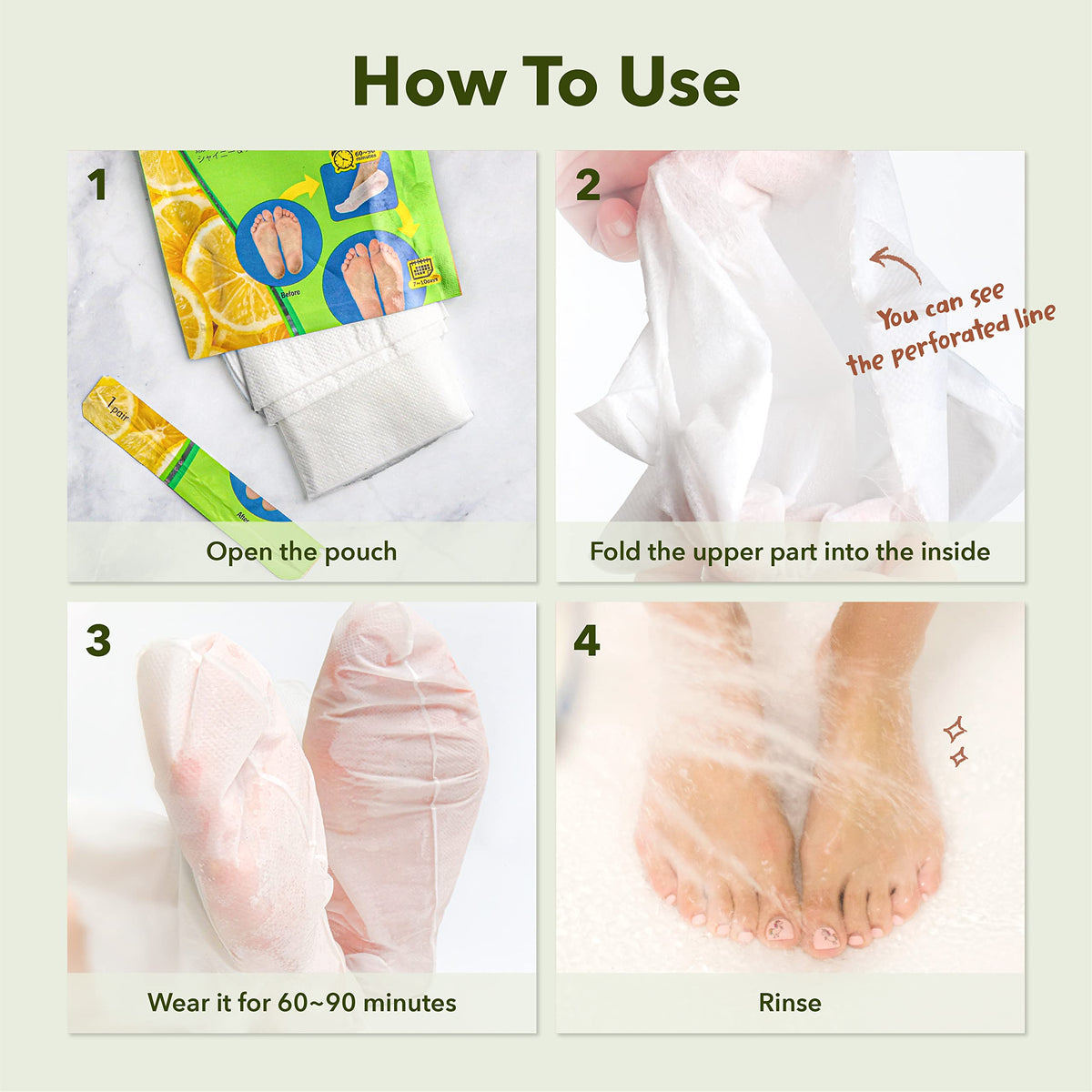 Purederm before and after feet comparison showing smoother results