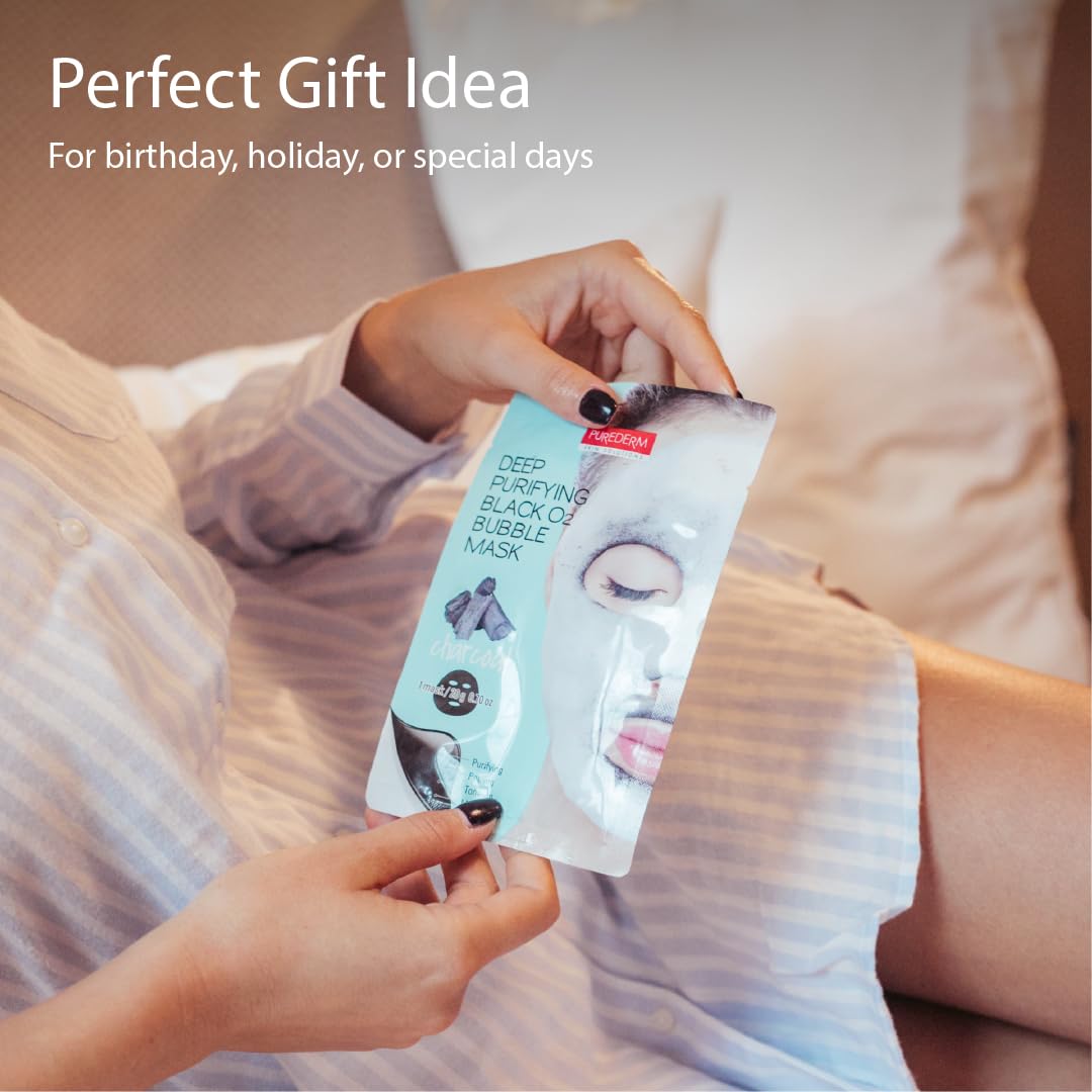 Purederm mask placed in bathroom setting suggesting relaxing spa