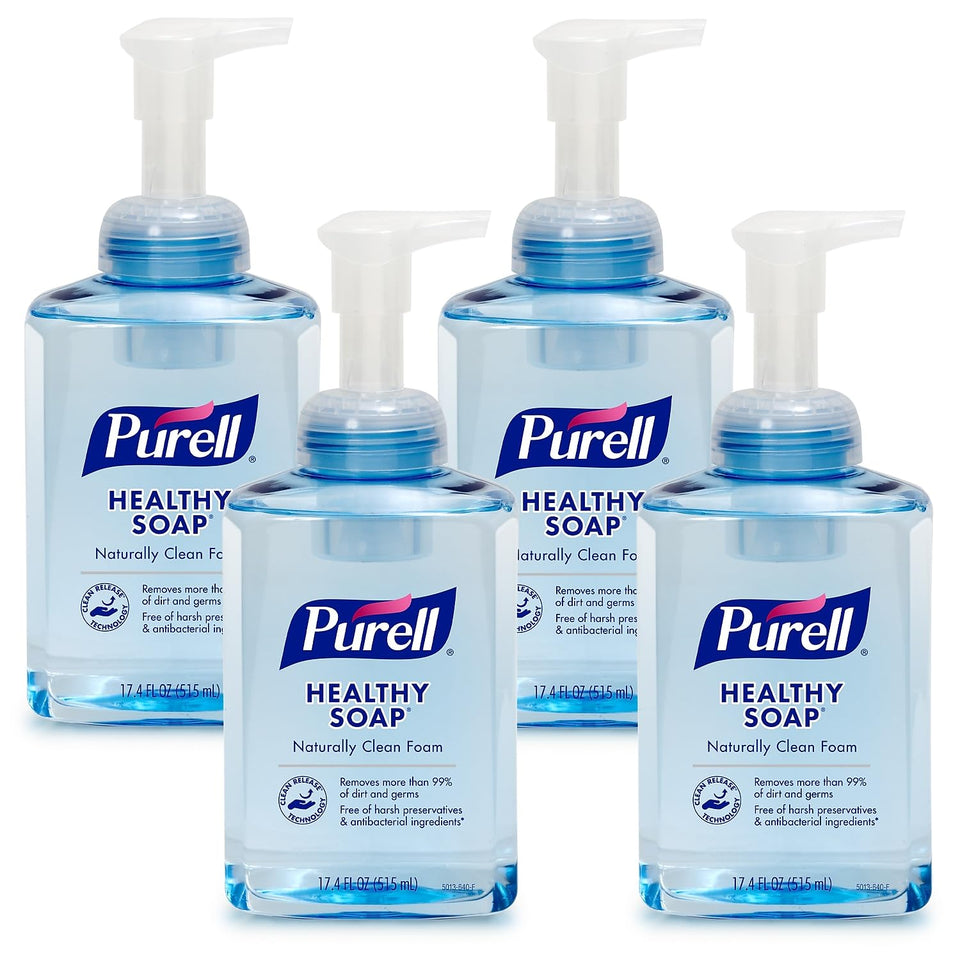 PURELL front pump bottle showing dispenser and branding, easy access for users
