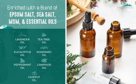 Purely Northwest label close-up listing tea tree, peppermint and salt content