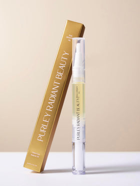 Purely Radiant brush applying oil to cuticle for targeted hydration