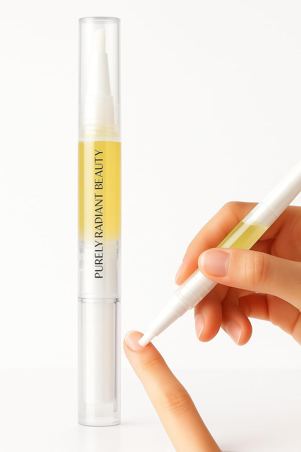 Purely Radiant front packaging showing compact pen and benefits