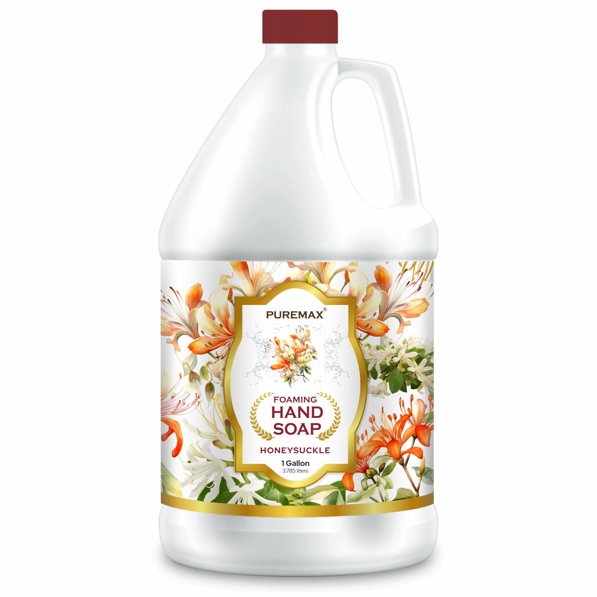Puremax honeysuckle gallon front label showing product identity and benefit