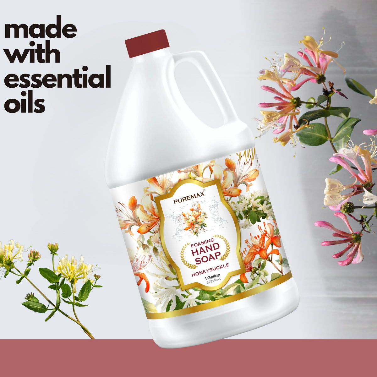 Puremax honeysuckle being poured into a foaming bottle for refill convenience
