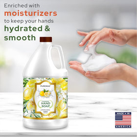 Puremax creamy foam close-up demonstrating rich lather and easy rinse