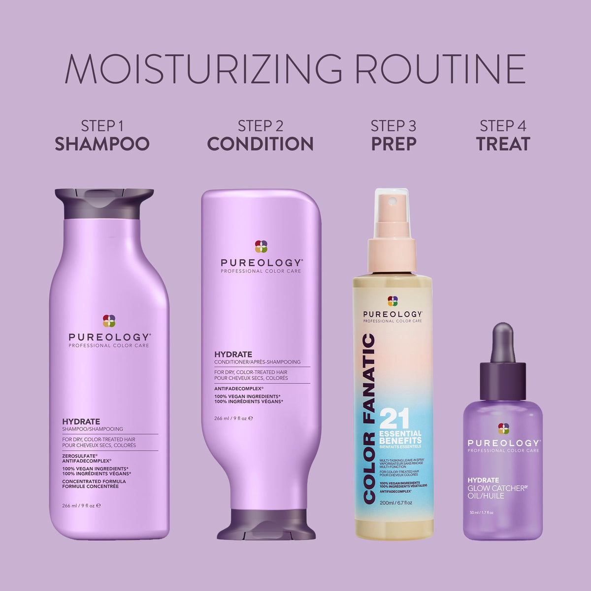 Pureology bottle in hand showing size for easy dispensing and travel