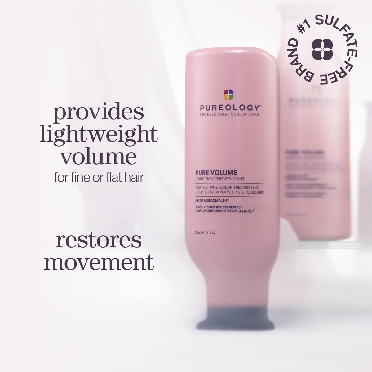 Pureology bottle pump closeup highlighting easy dispensing
