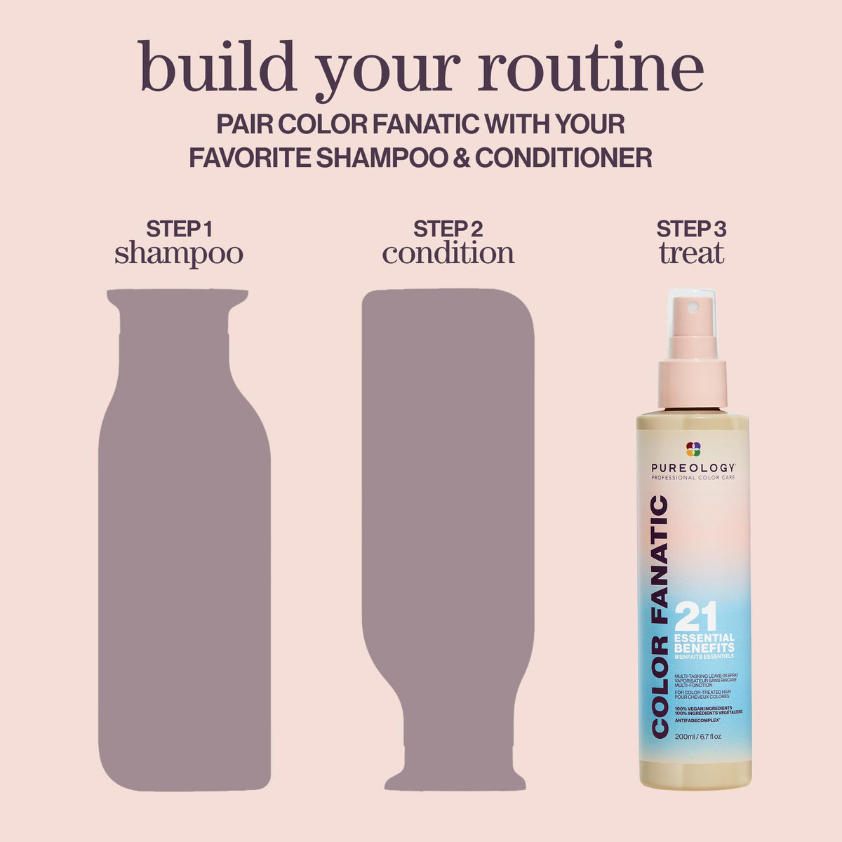 Pureology bottle held to show size and scale for accurate purchase expectations