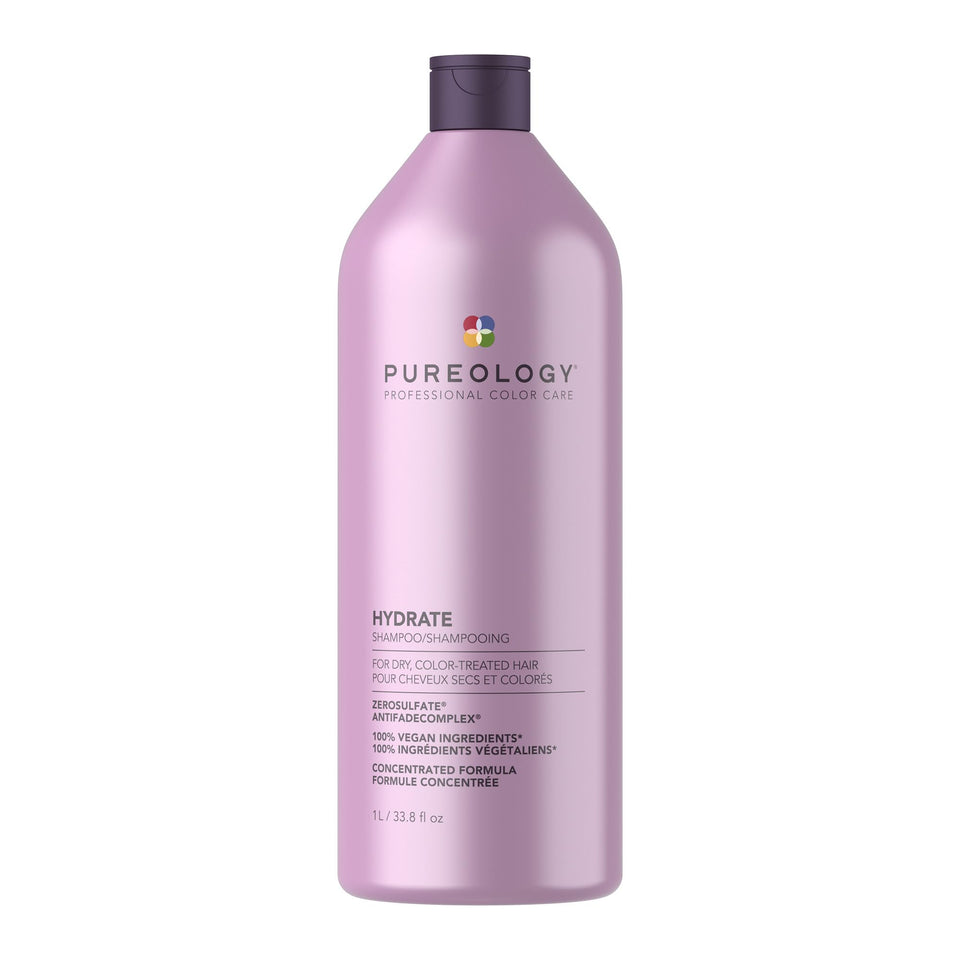 Pureology front bottle showing label and moisturizing benefits