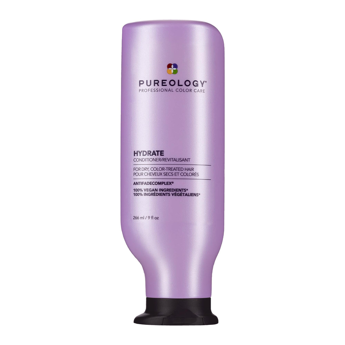 Pureology front packaging showing bottle and clear brand benefits
