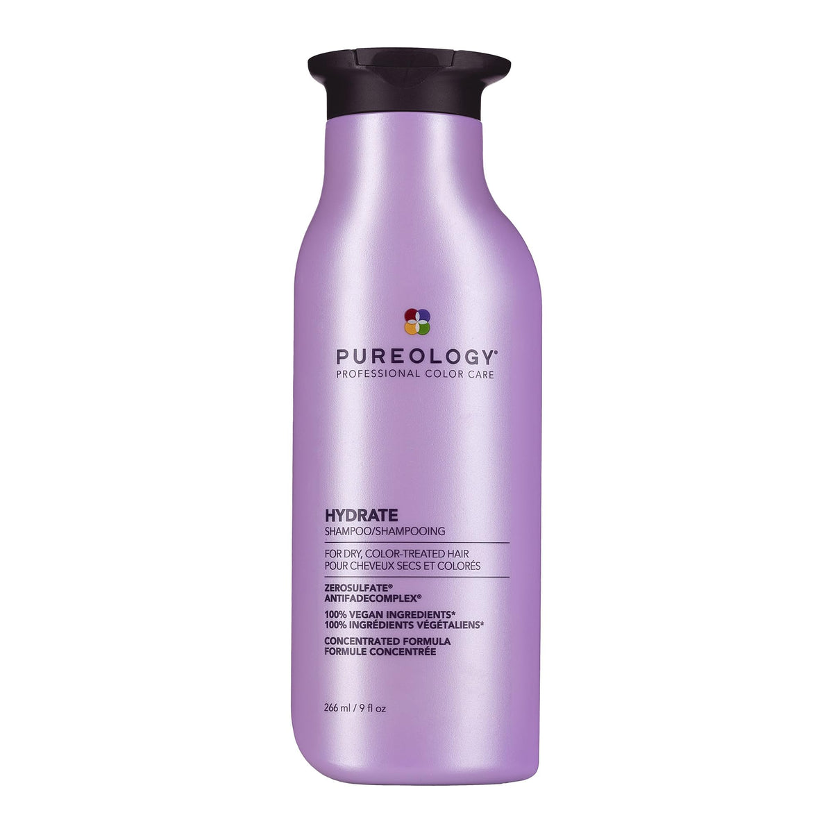 Pureology hydrate front packaging showing bottle and label for shelf appeal