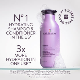 Pureology hydrate rich lather on hair demonstrating creamy cleansing benefit