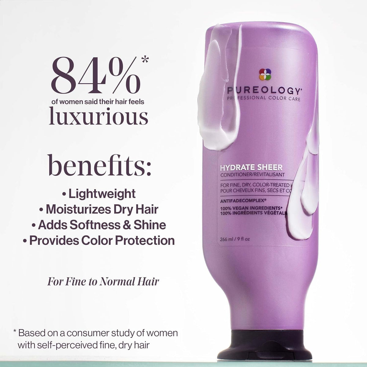 Pureology back label close-up showing ingredients and color-safe benefits