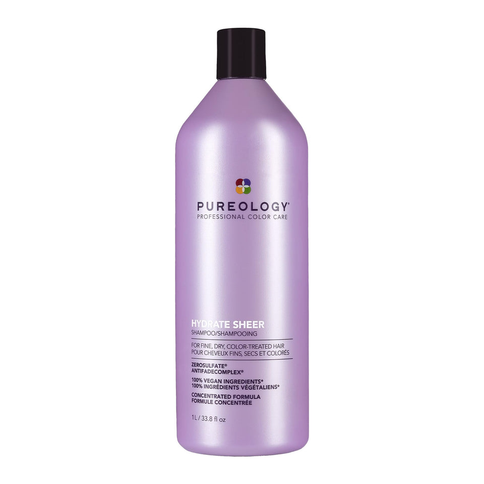 Pureology front packaging showing bottle and brand benefits