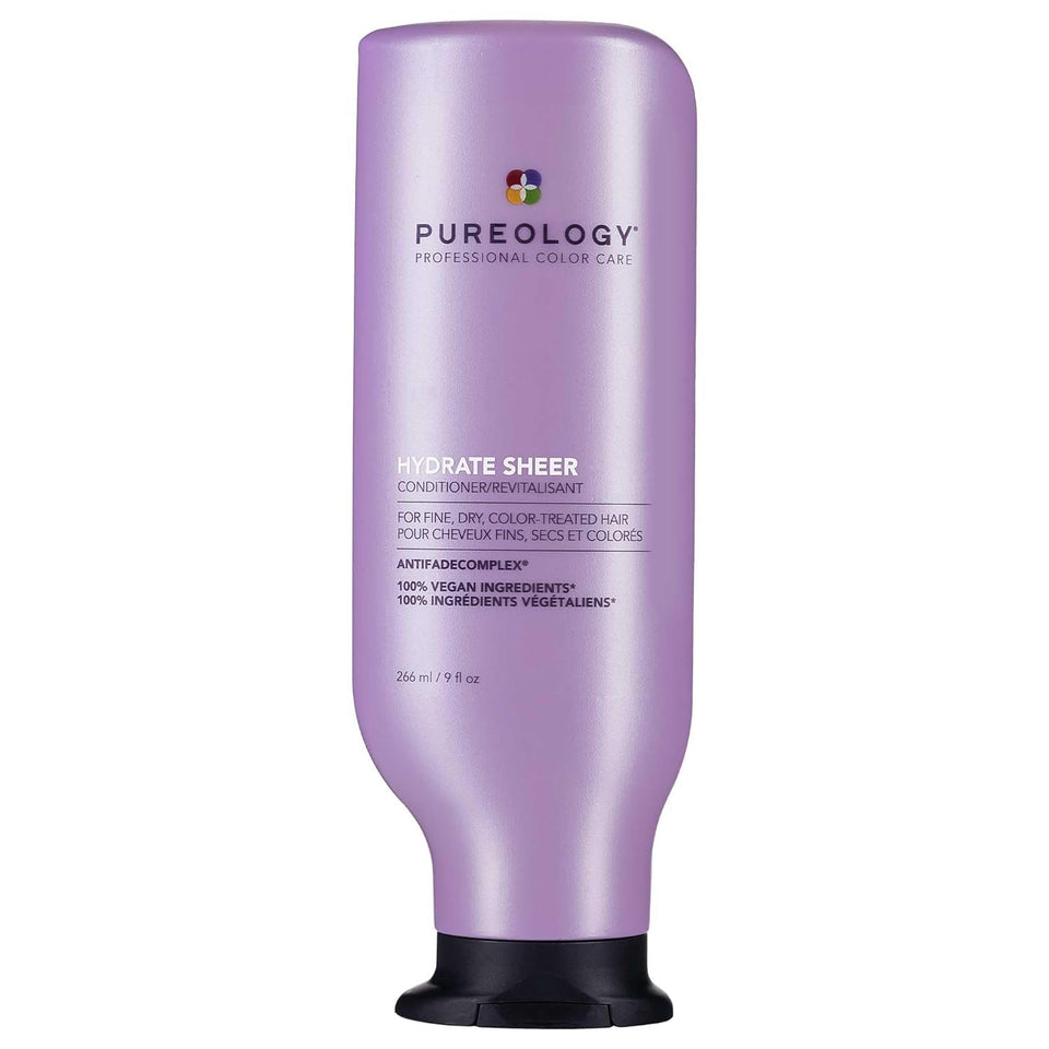 Pureology front packaging showing bottle and label, clear product ID and benefit