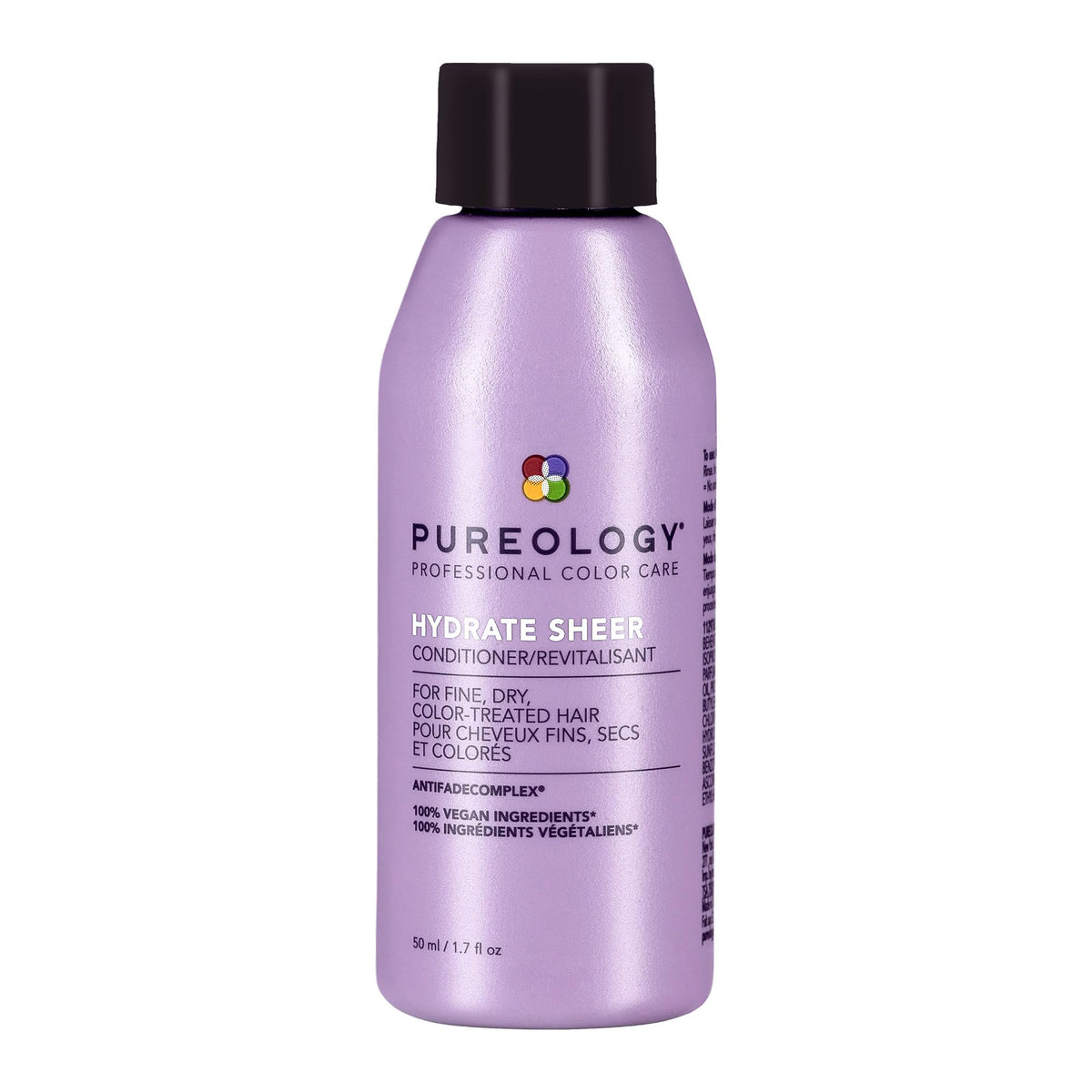Pureology Hydrate Sheer front packaging showing 1.7 fl oz bottle and brand clarity, lightweight hydration benefit