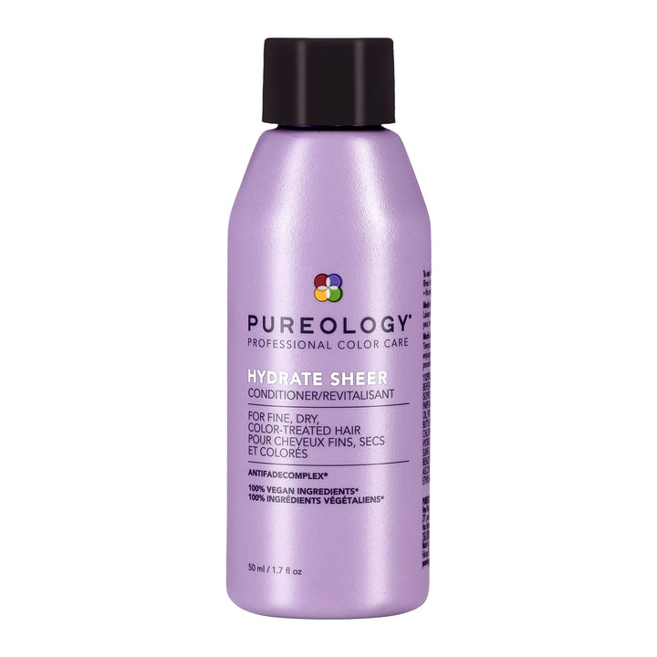 Pureology Hydrate Sheer front packaging showing 1.7 fl oz bottle and brand clarity, lightweight hydration benefit