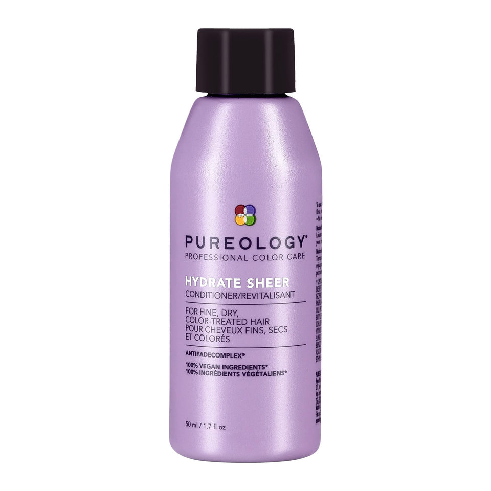 Pureology Hydrate Sheer front packaging showing 1.7 fl oz bottle and brand clarity, lightweight hydration benefit