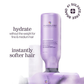 Pureology Hydrate Sheer creamy texture on fingertip close-up demonstrating lightweight spreadability