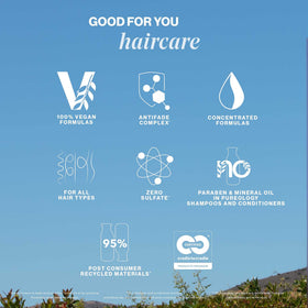 Pureology shampoo being massaged into wet hair demonstrating effective cleansing
