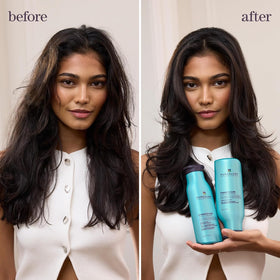 Pureology Lock It Down hairspray mist in use providing long-lasting hold and color protection