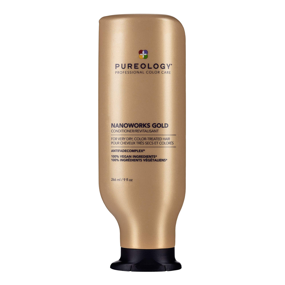 Pureology Nanoworks Gold front packaging showing product and benefits
