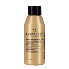 Pureology Nanoworks Gold front packaging showing conditioner benefits