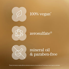 Pureology updated packaging detail highlighting vegan, sulfate-free benefits