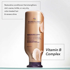 Pureology Nanoworks Gold pump dispensing conditioner for easy use