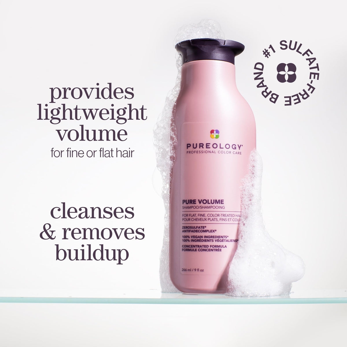 Pureology back label close-up listing ingredients and color-care benefits