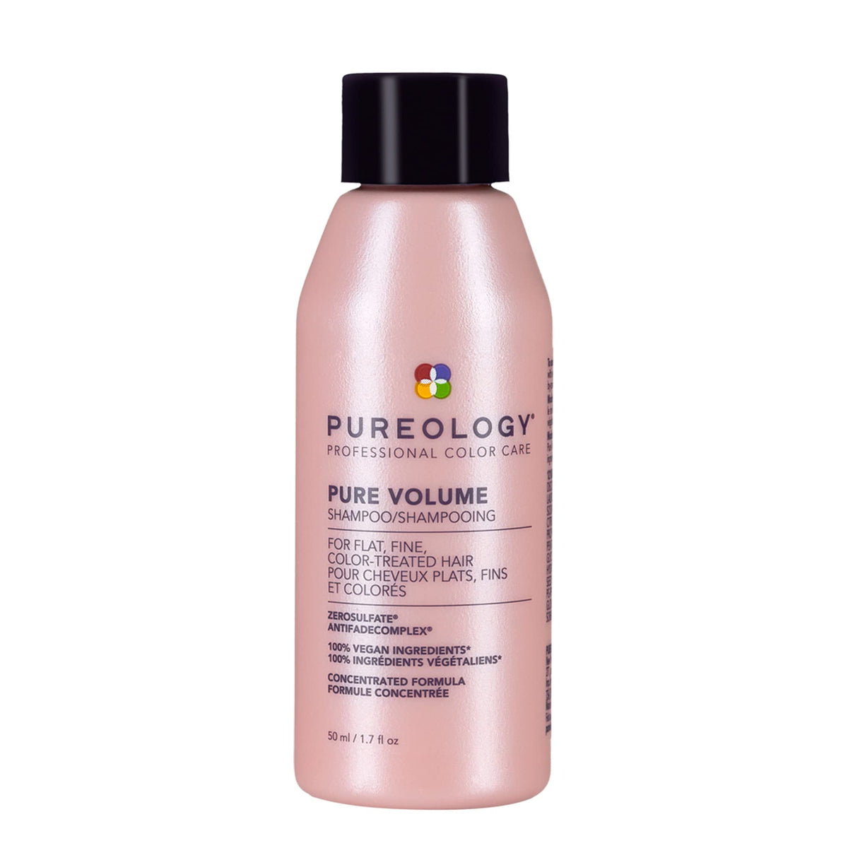 Pureology front packaging showing lightweight volume boost for fine color-treated hair
