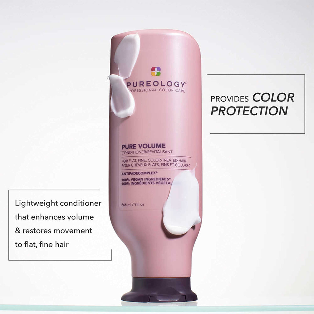 Pureology open-cap texture illustrating lightweight conditioner that detangles without weighing hair