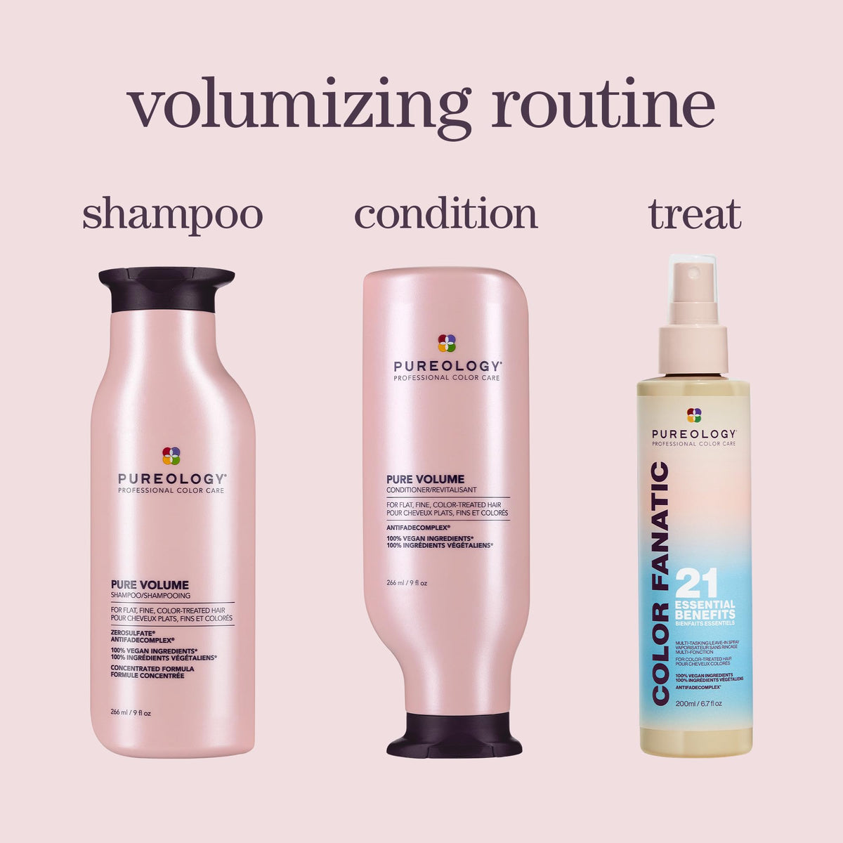 Pureology scent notes with grapefruit and rose representing refreshing aroma benefit