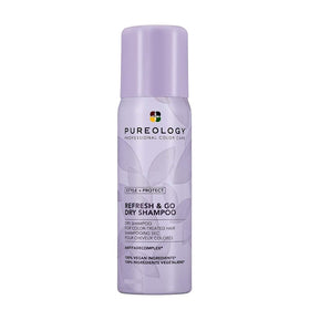 Pureology front packaging shows product and size, highlighting travel convenience